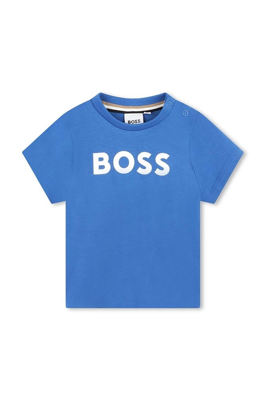 niebieski BOSS t-shirt bawełniany niemowlęcy Chłopięcy