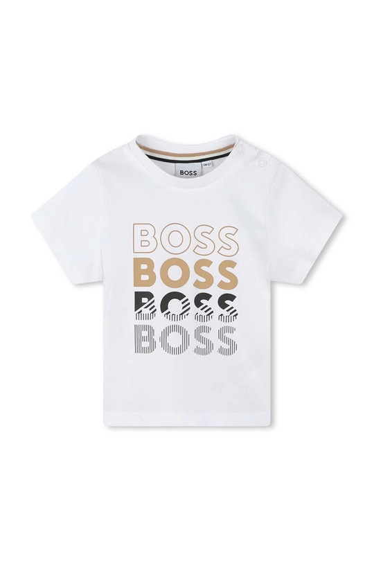 biały BOSS t-shirt bawełniany niemowlęcy Chłopięcy