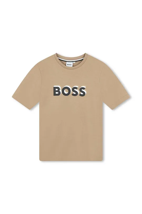 beżowy BOSS t-shirt bawełniany dziecięcy Chłopięcy