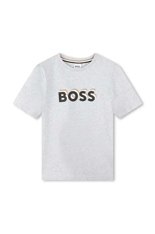 siva Otroška bombažna kratka majica BOSS Fantovski