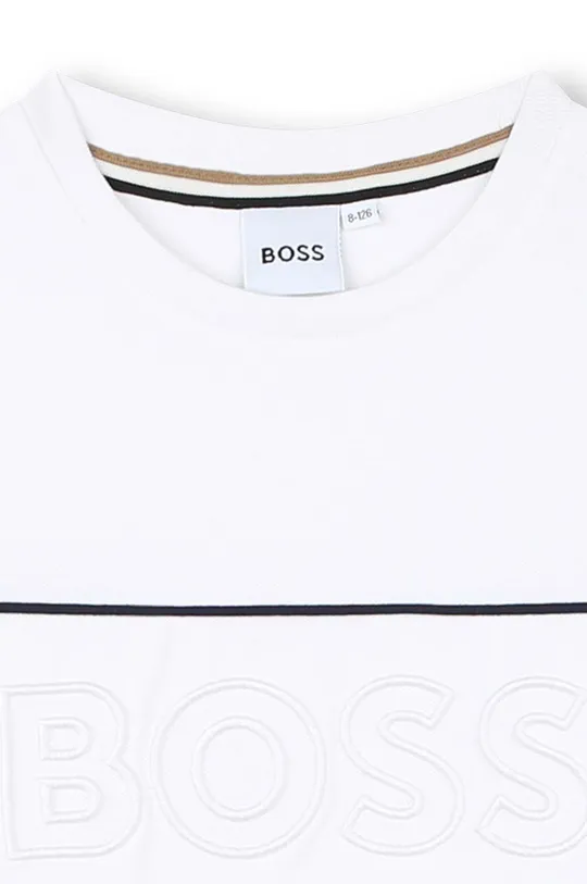 bela Otroška bombažna kratka majica BOSS