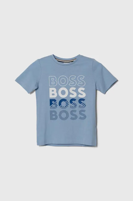 modra Otroška bombažna kratka majica BOSS Fantovski
