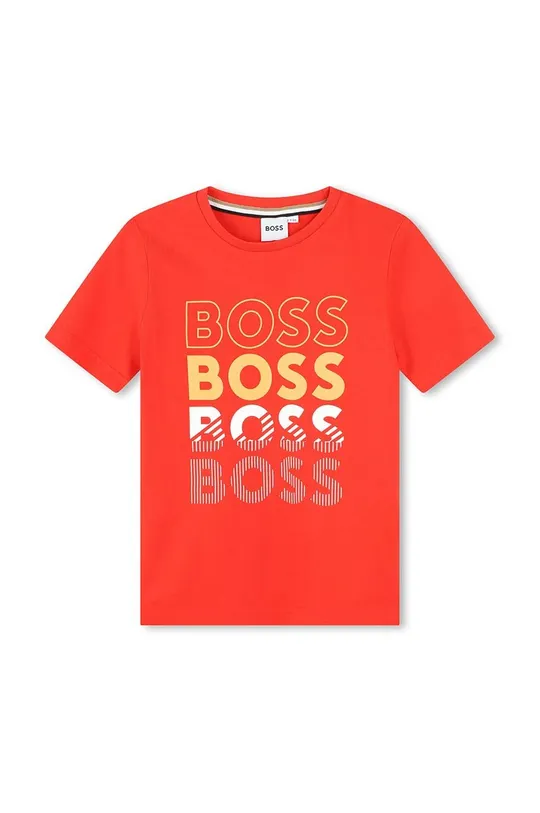червоний Дитяча бавовняна футболка BOSS Для хлопчиків