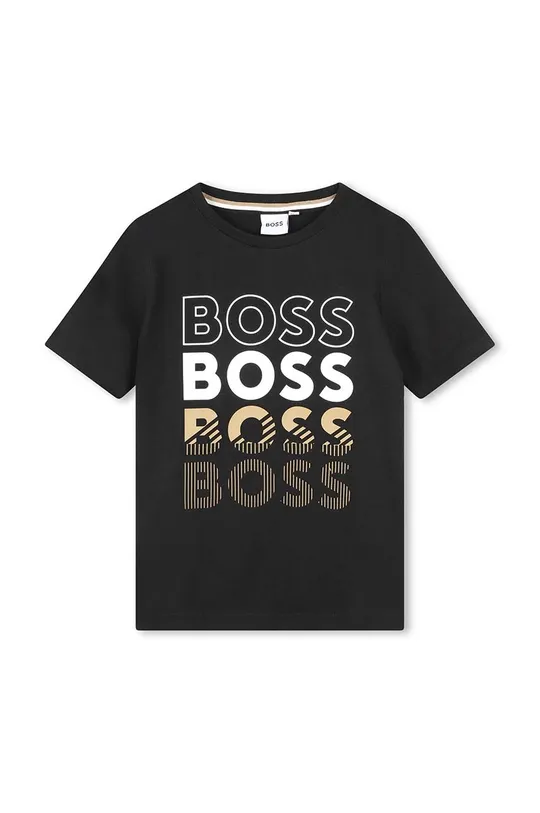 чорний Дитяча бавовняна футболка BOSS Для хлопчиків