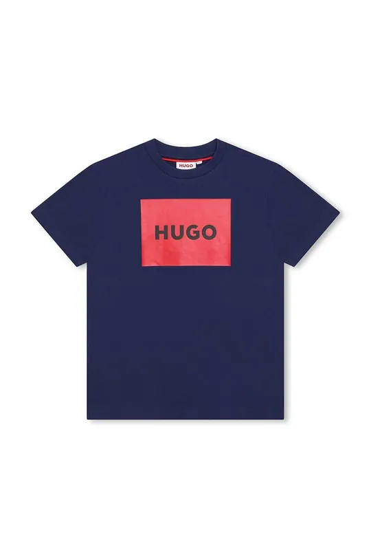 granatowy HUGO t-shirt bawełniany dziecięcy Chłopięcy