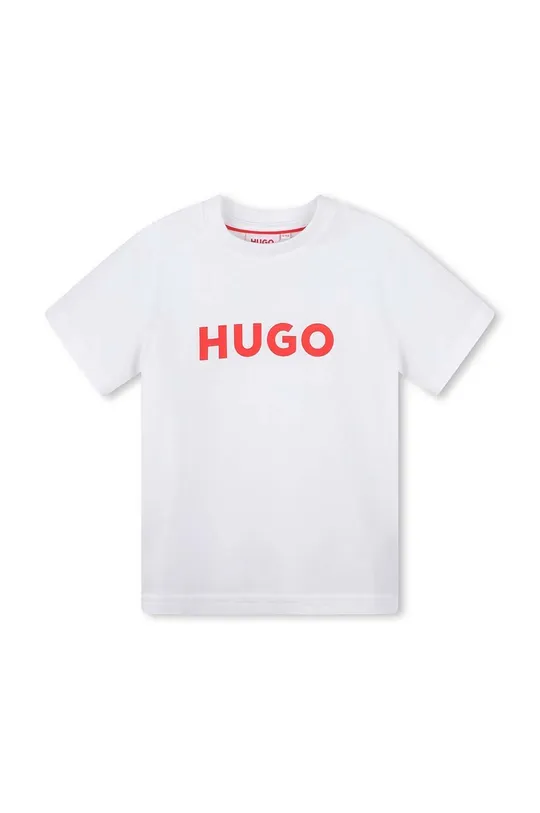biały HUGO t-shirt bawełniany dziecięcy Chłopięcy