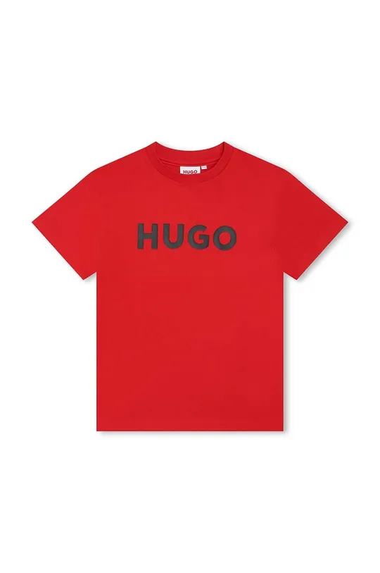 красный Детская хлопковая футболка HUGO Для мальчиков