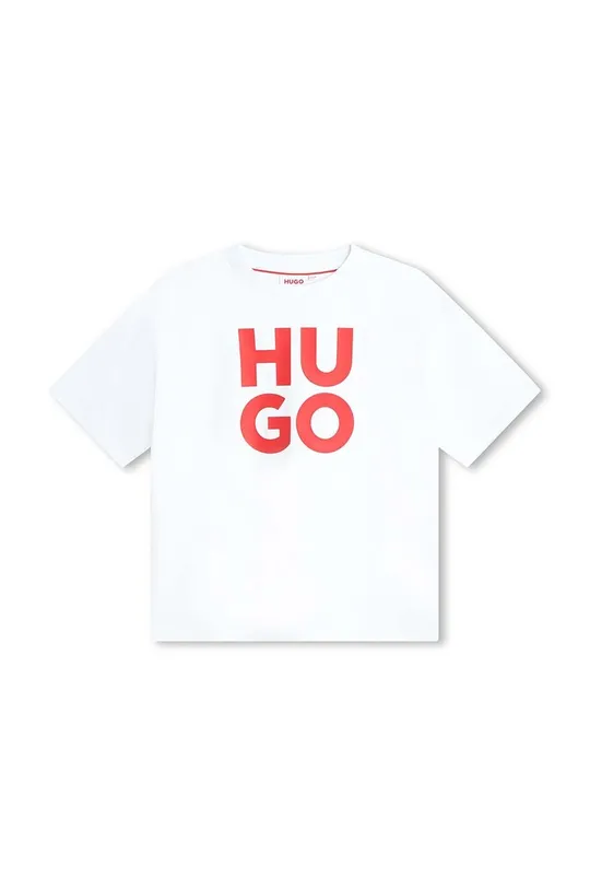 Dječja pamučna majica kratkih rukava HUGO bijela