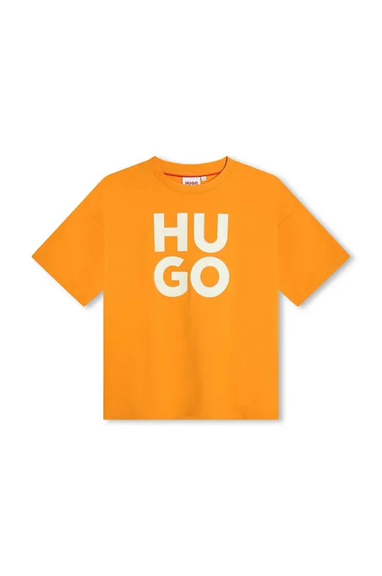 оранжевый Детская хлопковая футболка HUGO Для мальчиков