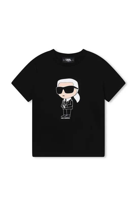 črna Otroška bombažna kratka majica Karl Lagerfeld Fantovski