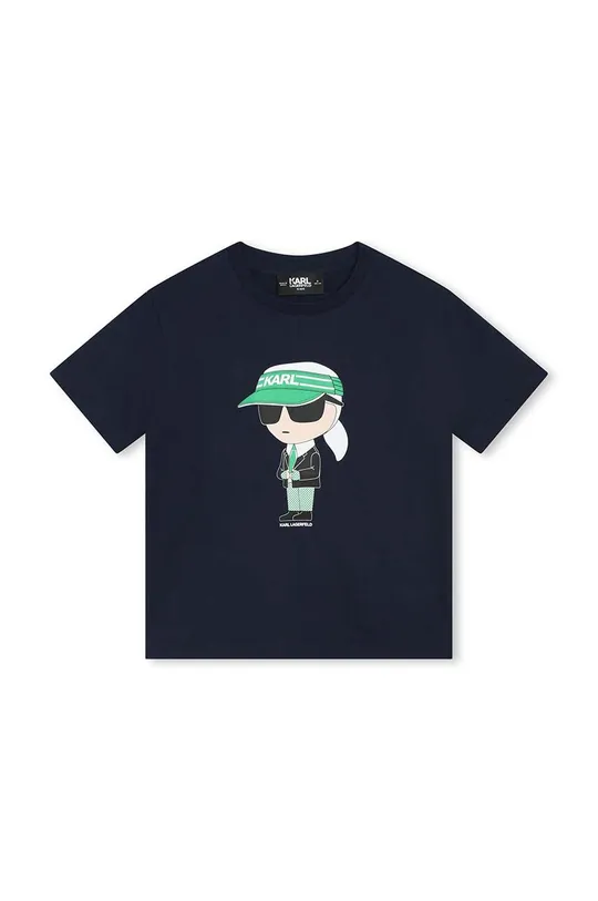 tmavomodrá Detské bavlnené tričko Karl Lagerfeld Chlapčenský
