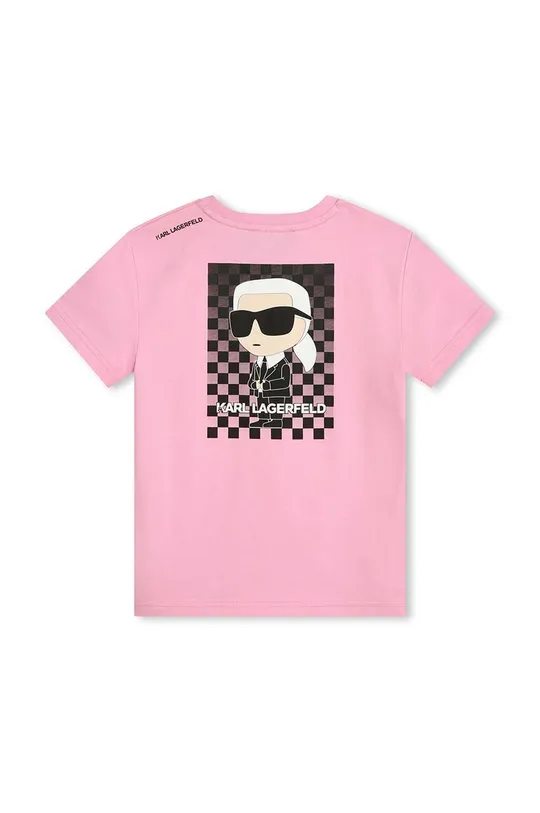 Детская хлопковая футболка Karl Lagerfeld розовый