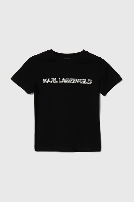 чёрный Детская хлопковая футболка Karl Lagerfeld Для мальчиков