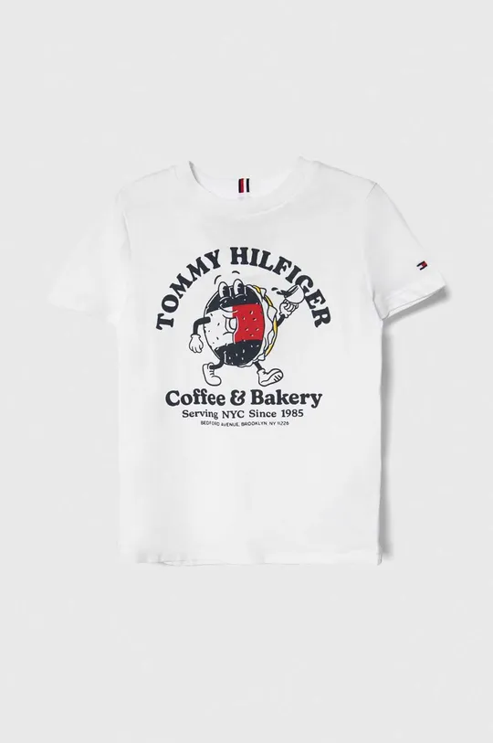 белый Детская хлопковая футболка Tommy Hilfiger Для мальчиков