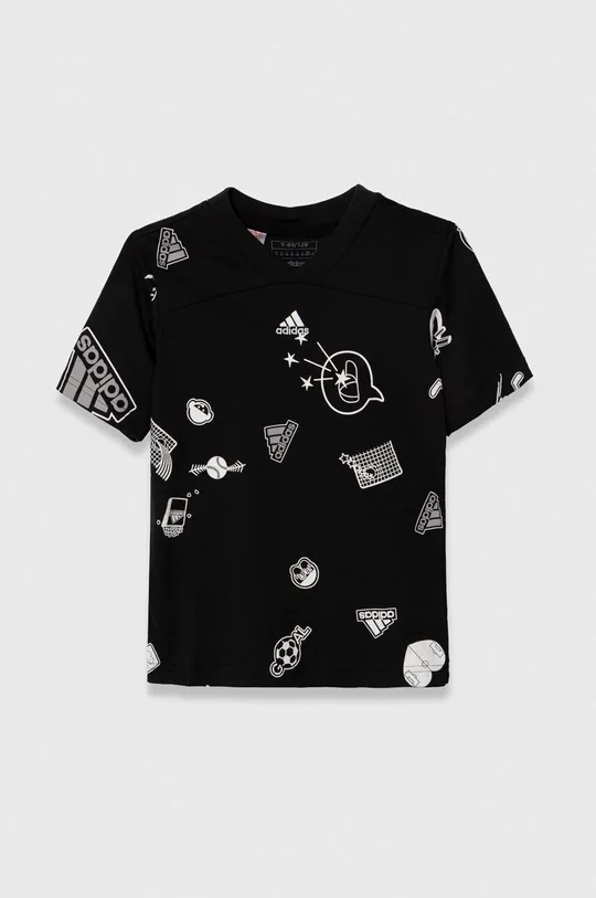 μαύρο Παιδικό βαμβακερό μπλουζάκι adidas Για αγόρια
