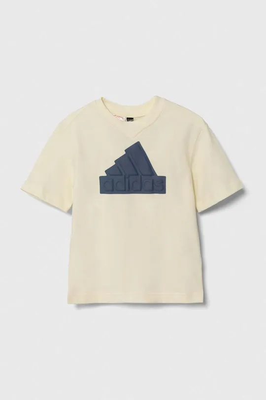 бежевий Дитяча бавовняна футболка adidas Для хлопчиків