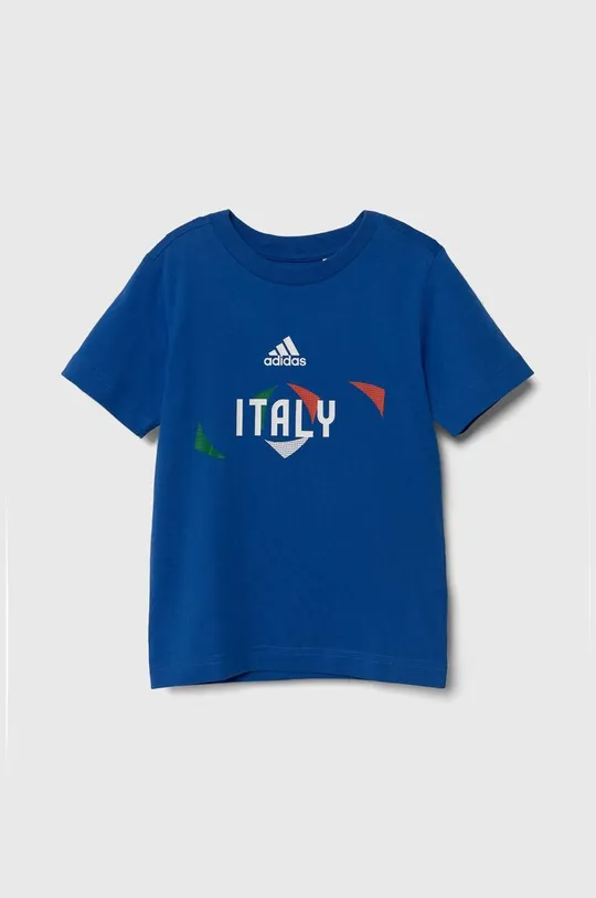 niebieski adidas Performance t-shirt bawełniany dziecięcy Chłopięcy