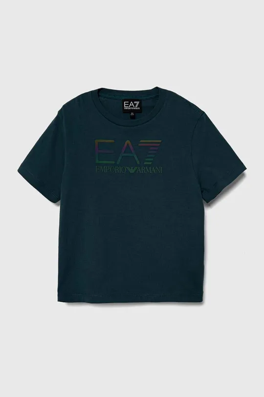 блакитний Дитяча бавовняна футболка EA7 Emporio Armani Для хлопчиків