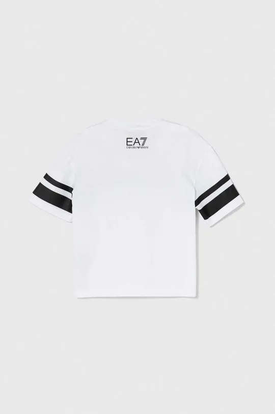 Dječja pamučna majica kratkih rukava EA7 Emporio Armani bijela