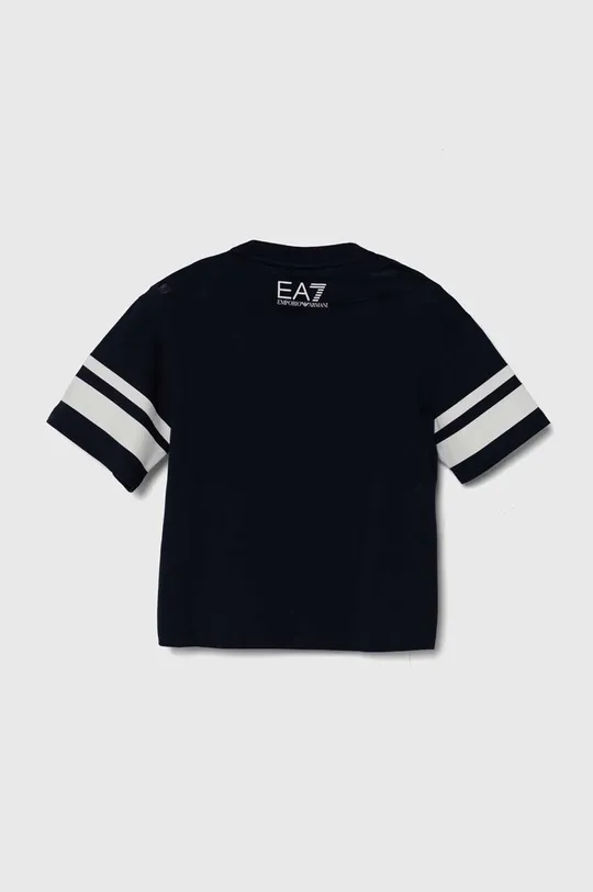 Otroška bombažna kratka majica EA7 Emporio Armani mornarsko modra