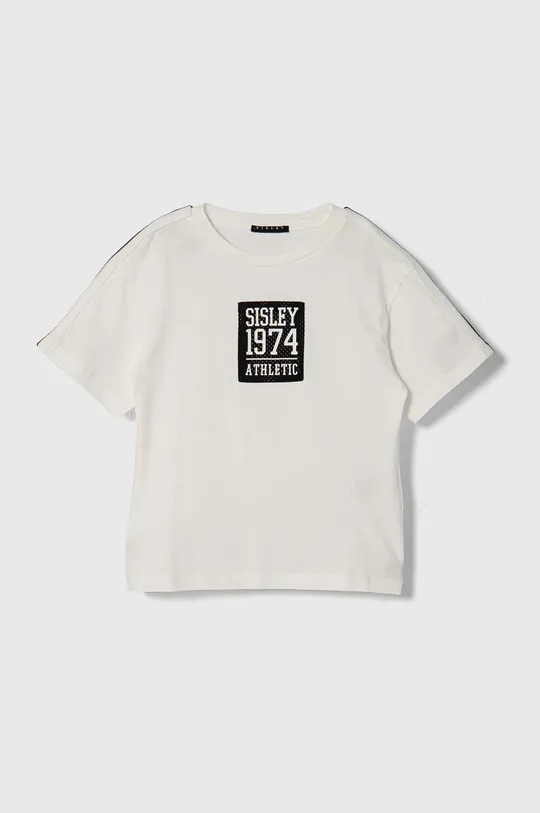 biały Sisley t-shirt bawełniany dziecięcy Chłopięcy