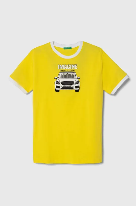 žltá Detské bavlnené tričko United Colors of Benetton Chlapčenský