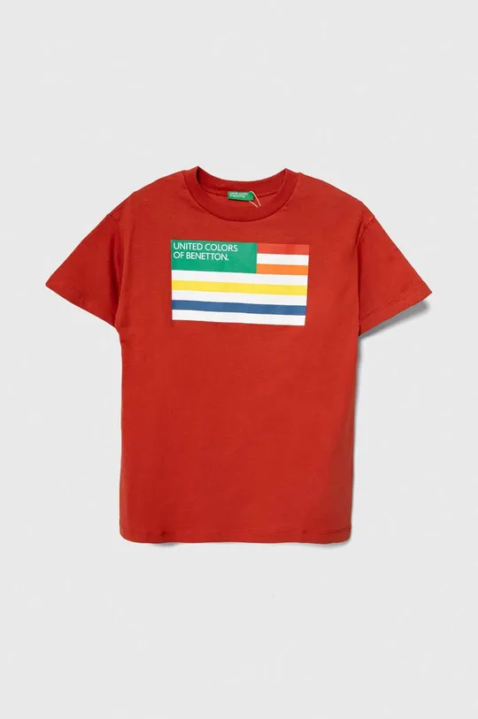 красный Детская хлопковая футболка United Colors of Benetton Для мальчиков