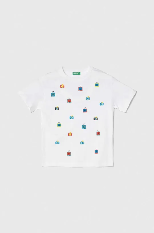 biela Detské bavlnené tričko United Colors of Benetton Chlapčenský