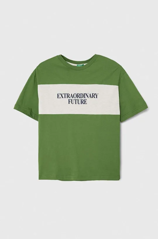 зелёный Детская хлопковая футболка United Colors of Benetton Для мальчиков