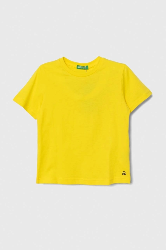 żółty United Colors of Benetton t-shirt bawełniany dziecięcy Chłopięcy