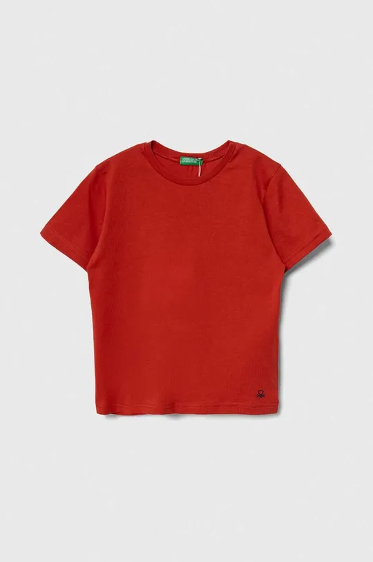 crvena Dječja pamučna majica kratkih rukava United Colors of Benetton Za dječake
