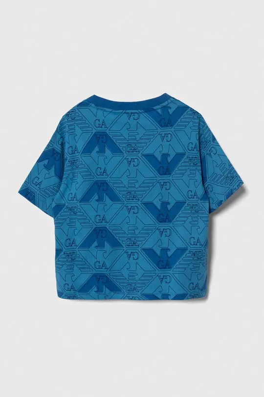 Otroška bombažna kratka majica Emporio Armani modra