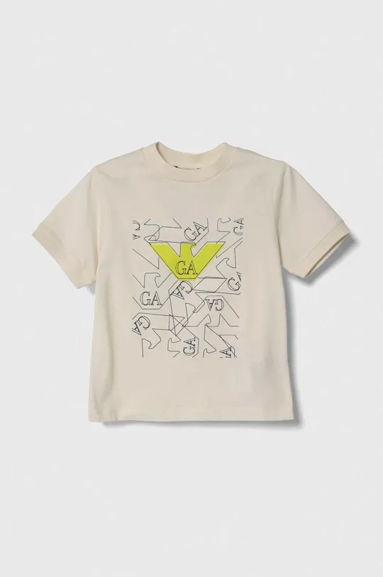 μπεζ Παιδικό βαμβακερό μπλουζάκι Emporio Armani Για αγόρια