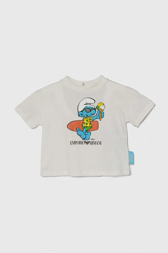 λευκό Μωρό βαμβακερό μπλουζάκι Emporio Armani x The Smurfs Για αγόρια