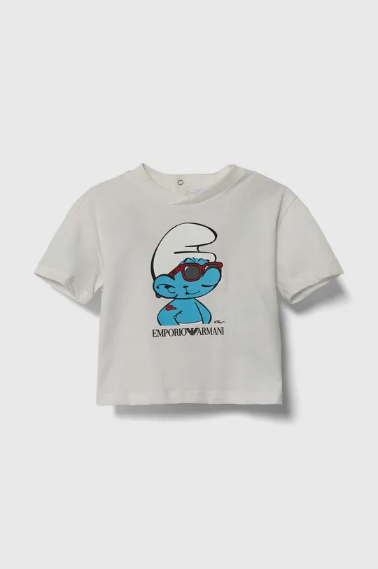 bež Otroška bombažna majica Emporio Armani x The Smurfs Fantovski