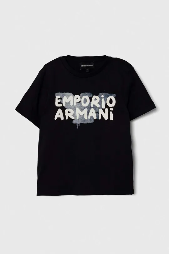 Otroška bombažna kratka majica Emporio Armani 3-pack modra