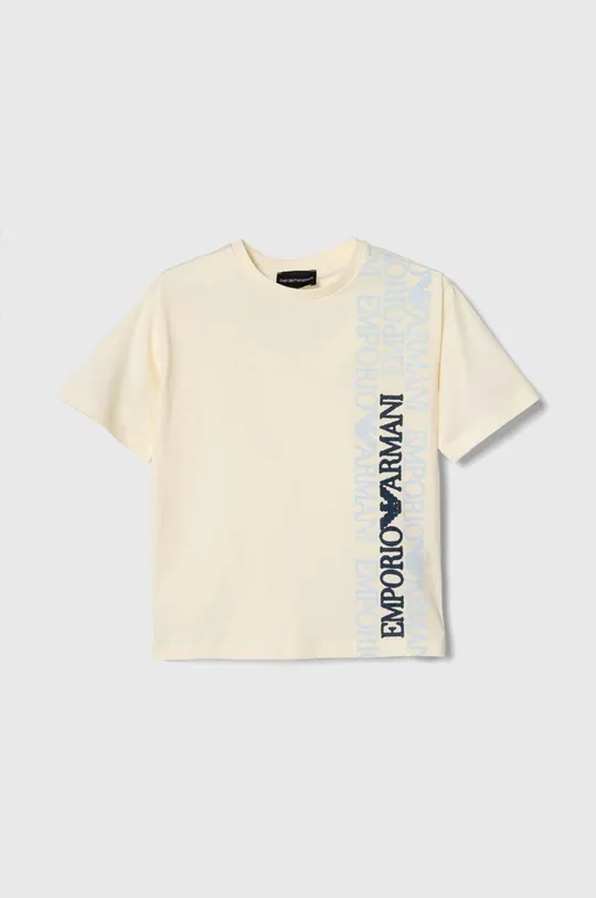 бежевий Дитяча бавовняна футболка Emporio Armani Для хлопчиків