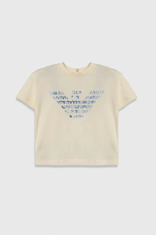 бежевий Бавовняна футболка для немовлят Emporio Armani Для хлопчиків