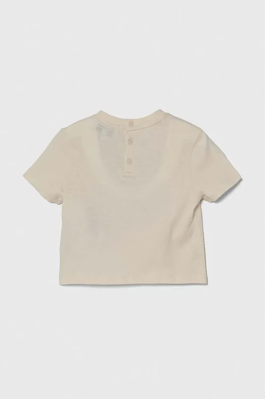 Emporio Armani t-shirt bawełniany niemowlęcy beżowy