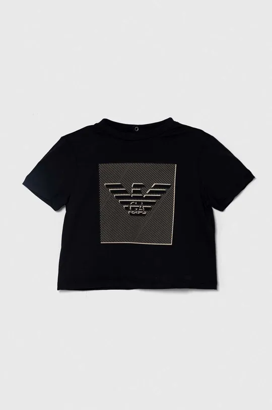 čierna Detské bavlnené tričko Emporio Armani Chlapčenský
