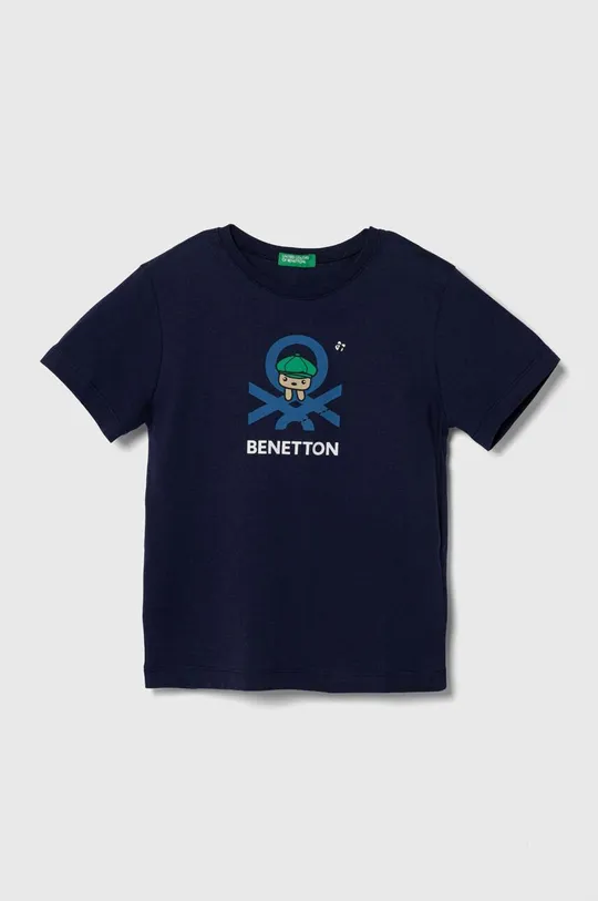 tmavomodrá Detské bavlnené tričko United Colors of Benetton Chlapčenský