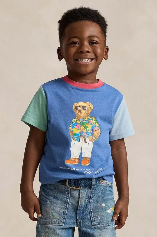 modra Otroška bombažna kratka majica Polo Ralph Lauren Fantovski