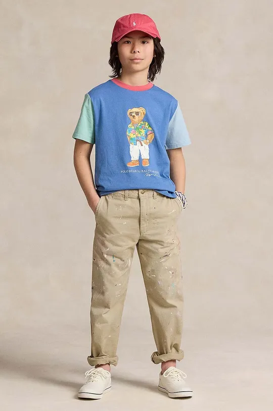 modra Otroška bombažna kratka majica Polo Ralph Lauren