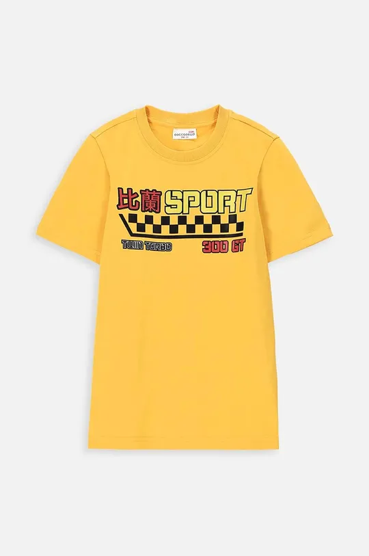 Otroška bombažna kratka majica Coccodrillo rumena