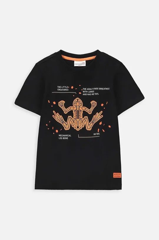 czarny Coccodrillo t-shirt bawełniany dziecięcy Chłopięcy