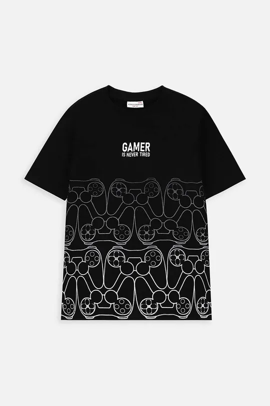 czarny Coccodrillo t-shirt bawełniany dziecięcy Chłopięcy