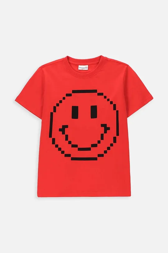 Otroška bombažna kratka majica Coccodrillo rdeča