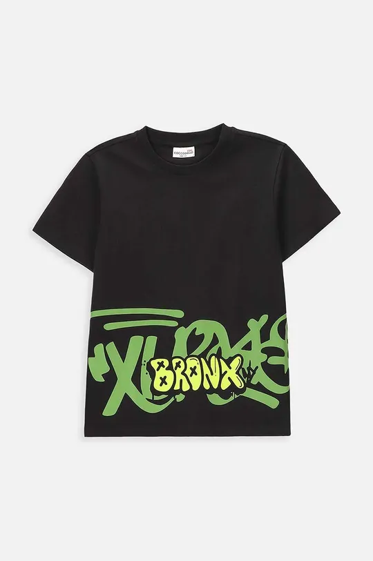 črna Otroška bombažna kratka majica Coccodrillo Fantovski