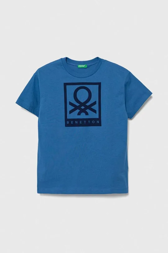 голубой Детская хлопковая футболка United Colors of Benetton Для мальчиков