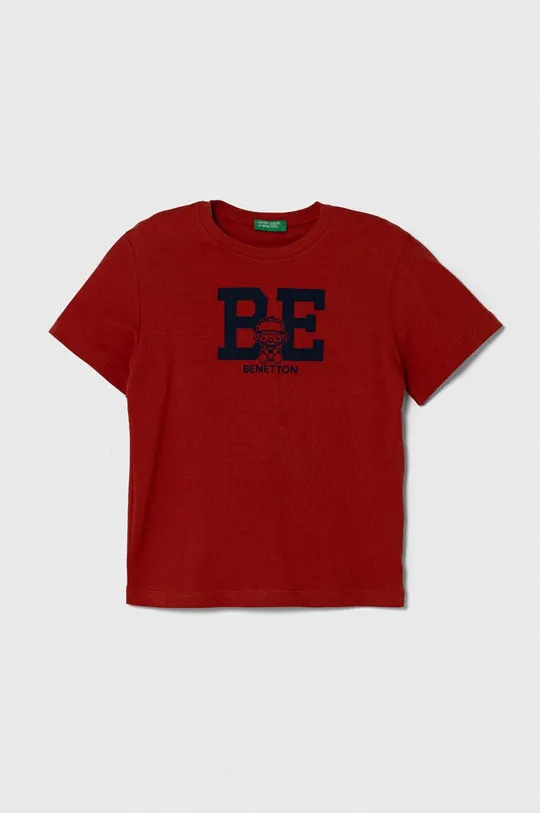 червоний Дитяча бавовняна футболка United Colors of Benetton Для хлопчиків